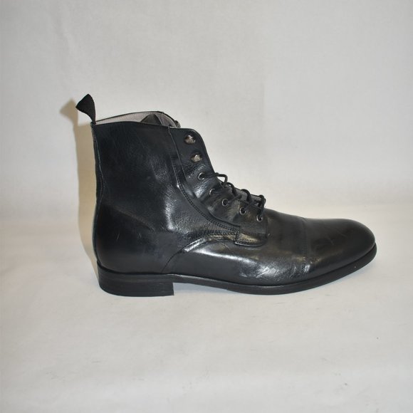 Allsaints Men's Mikkel Leather Combat Boots Black Size 45 EU 12 US - Picture 3 of 12